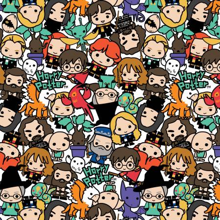 Harry Potter Kawaii Stack Toss Fabric, Camelot