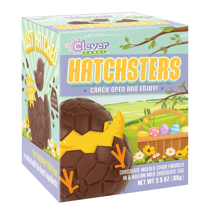 Hatchsters Milk Chocolate Hollow Egg Candy with Chick - 6 Count