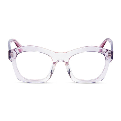 diff eyewear hayden square glasses with a rose ombre acetate frame and prescription lenses front view
