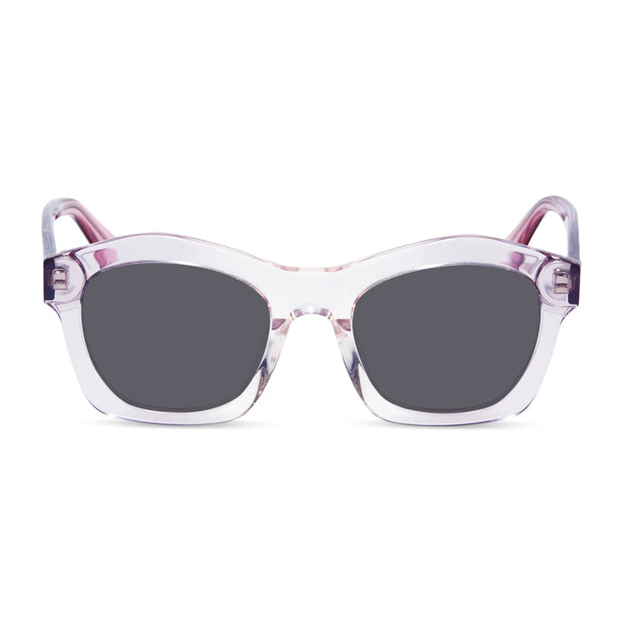 diff eyewear hayden square prescription sunglasses with a rose ombre acetate frame and grey prescription lenses front view