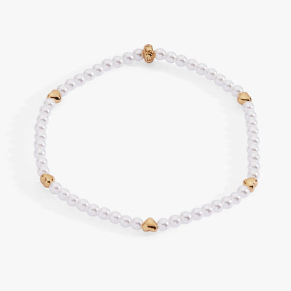 Heart and Pearl Stretch Bracelet