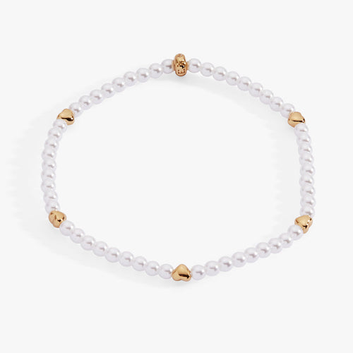 Heart and Pearl Stretch Bracelet