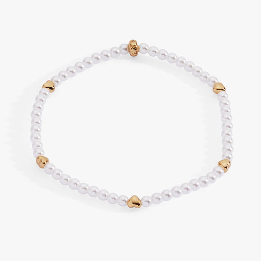 Heart and Pearl Stretch Bracelet