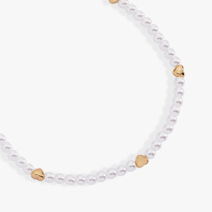 Heart and Pearl Stretch Bracelet