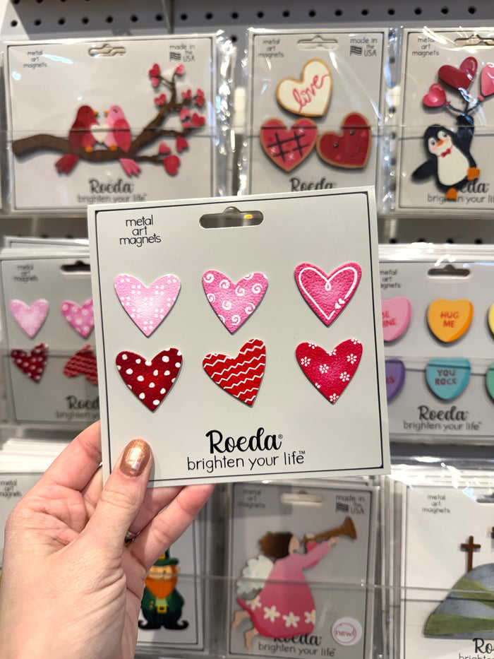Heart w/ Pattern Magnets S/6 Red/Pink