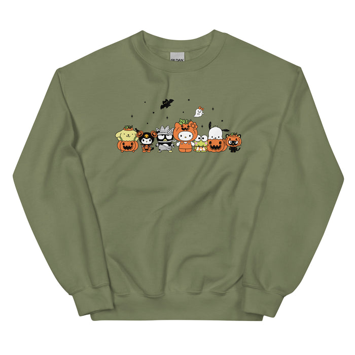 Hello Kitty and Friends Pumpkin Costumes Classic Crewneck Apparel Printful Forest Moss S