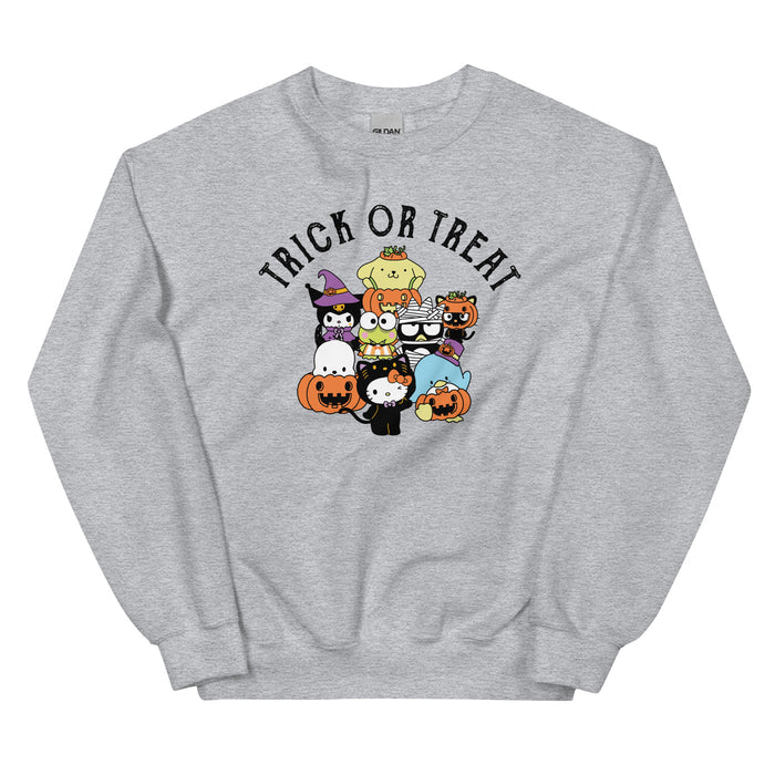 Hello Kitty and Friends Trick or Treat Classic Crewneck Apparel Printful Heather Grey S