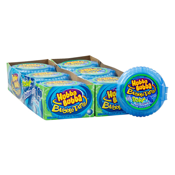 Hubba Bubba Sour Blue Raspberry Bubble Tape Gum - 12 Count