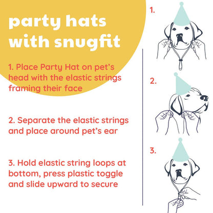 Huxley & Kent Superstar Party Hat with SnugFit® - Dog Birthday Hat - Gold Stars - Dog.Dog.Cat.