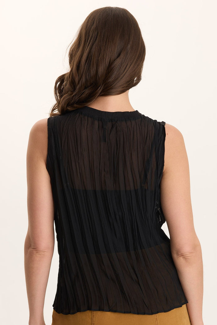 XCVI Idonia Crinkle Pleat Semi-Sheer Tank