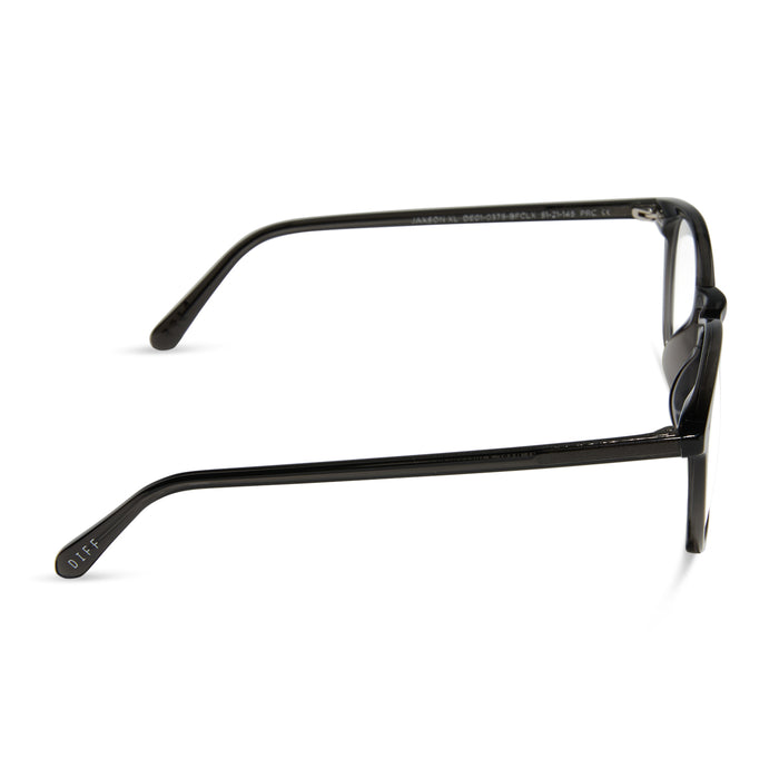 diff eyewear jaxson xl square prescription glasses with a black smoke crystal acetate frame side view