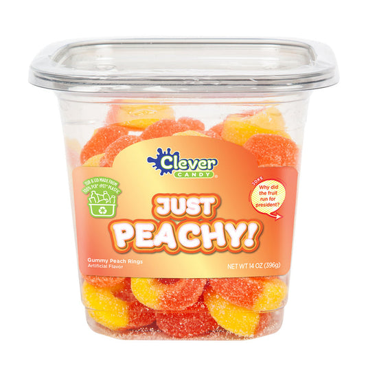 Just Peachy Gummy Peach Ring Candy Tubs - 12 Count