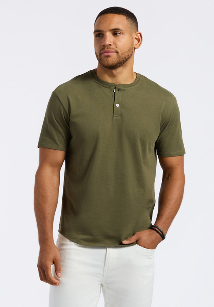 Buffalo Men Tops Green Knit Knit Short Sleeve Short-Sleeve Silhouette Soft Knit Feel