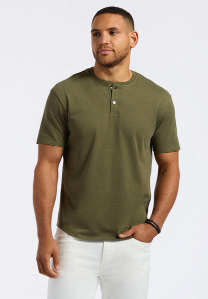 Buffalo Men Tops Green Knit Knit Short Sleeve Short-Sleeve Silhouette Soft Knit Feel