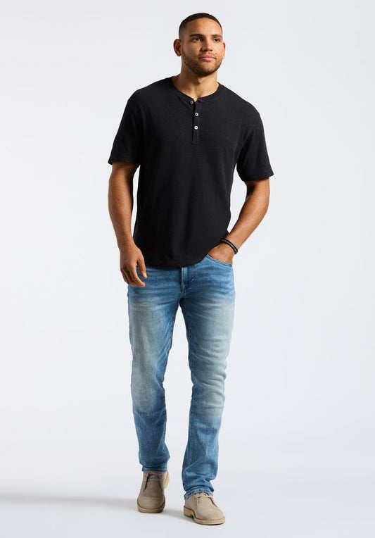 Buffalo Men Tops Black Knit Knit Short Sleeve Premium Slub Knit Relaxed Fit