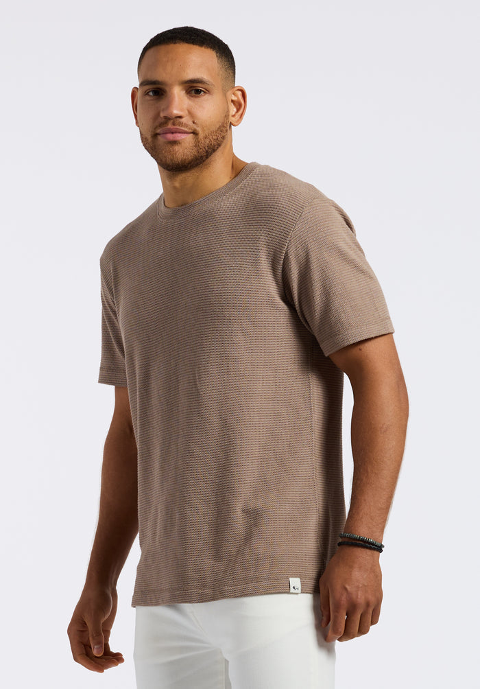 Buffalo Men Tops Beige Knit Knit Long Sleeve Waffle Knit Regular Fit