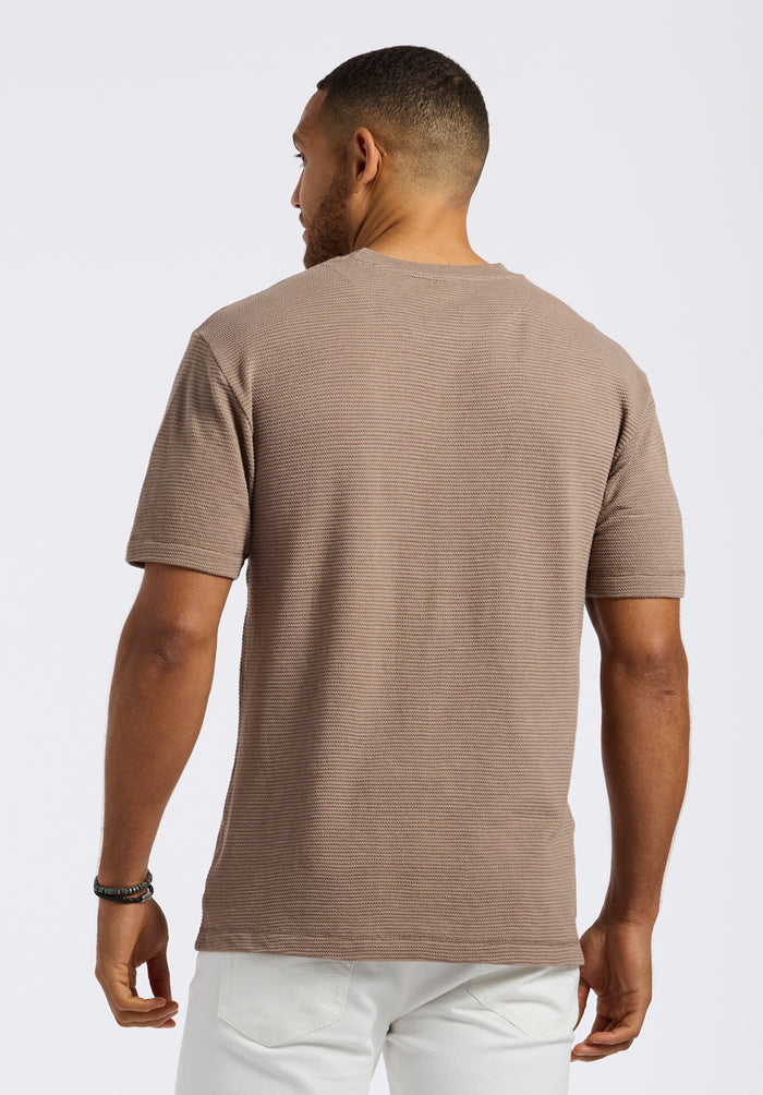 Buffalo Men Tops Beige Knit Knit Long Sleeve Waffle Knit Regular Fit