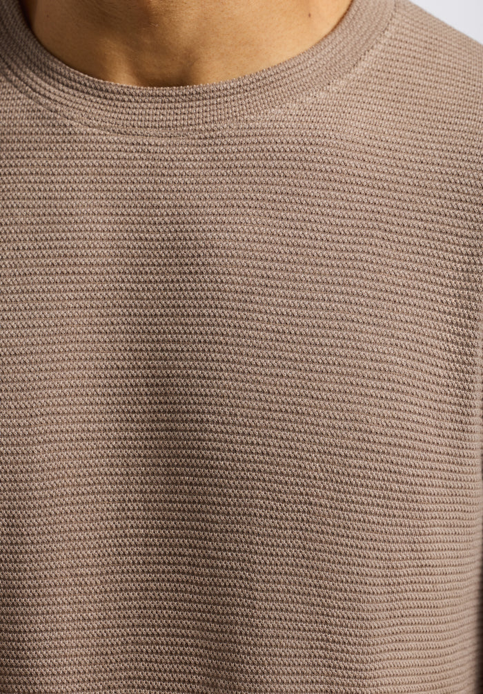 Buffalo Men Tops Beige Knit Knit Long Sleeve Waffle Knit Regular Fit
