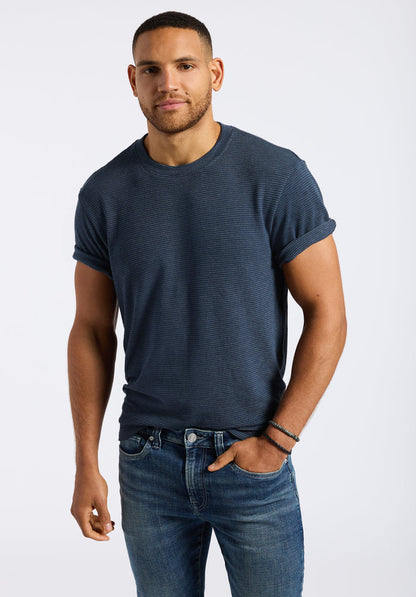 Buffalo Men Tops Navy Knit Knit Long Sleeve Waffle Knit Regular Fit