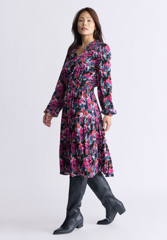Buffalo Dresses Purple Woven Casual Dresses Midi Dress V-Neckline