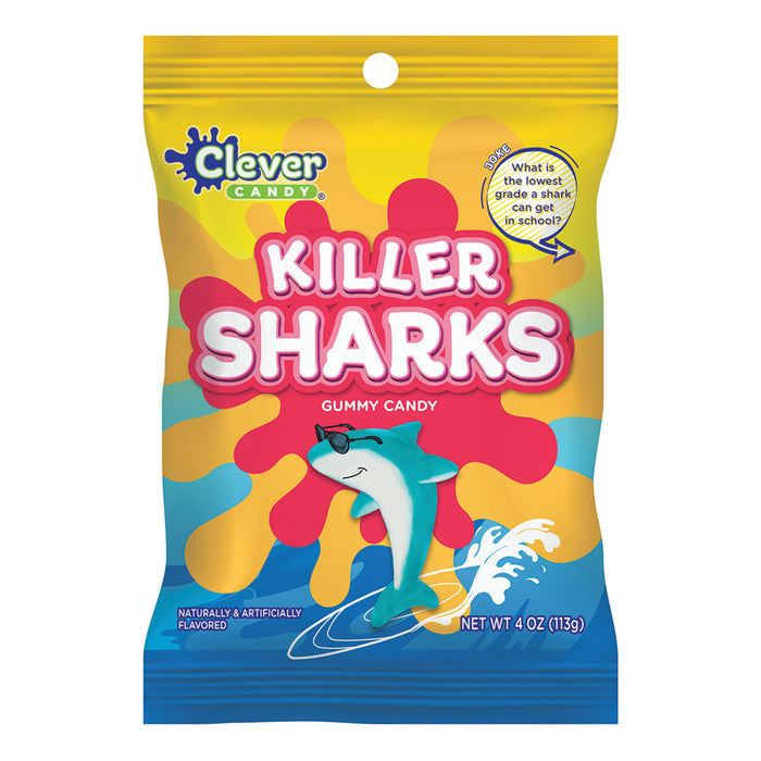Killer Sharks Gummy Candy Peg Bag - 12 Count