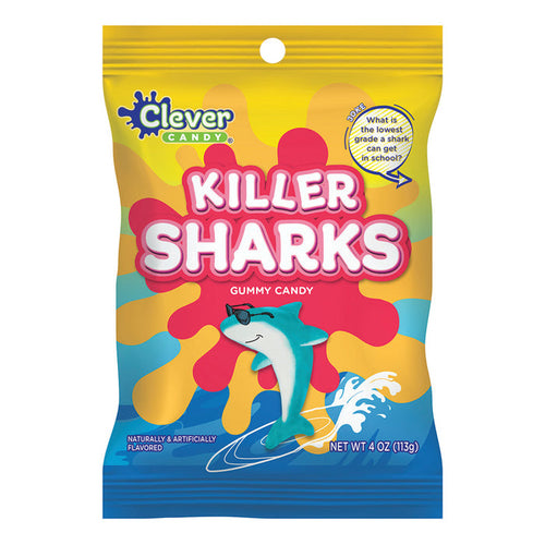 Killer Sharks Gummy Candy Peg Bag - 12 Count
