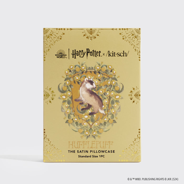 Kitsch x Harry Potter Hufflepuff Standard Satin Pillowcase — packaging