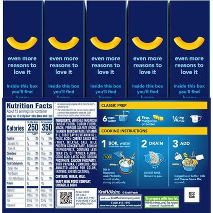 Kraft Macaroni and Cheese 5 Units / 206 g / 7.2 oz The same delicious taste as always, with no artificial colors, flavors, or preservatives-211808 Hannah's Variety Store