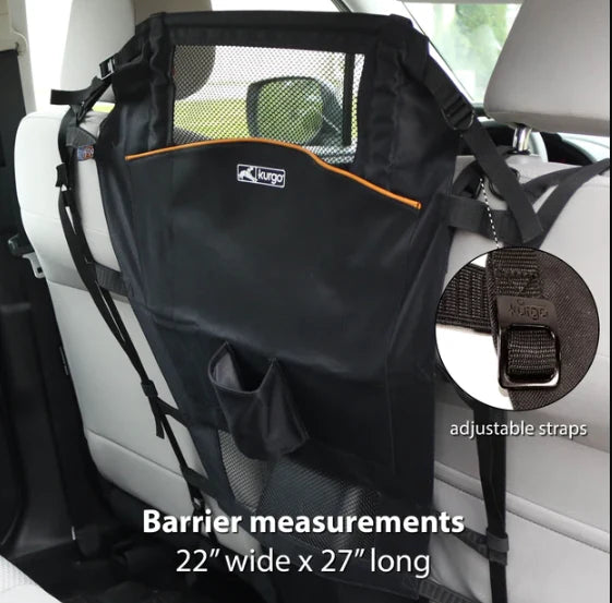Kurgo Dog Backseat Barrier - Car Safety Divider with Mesh Panel - Dog.Dog.Cat.