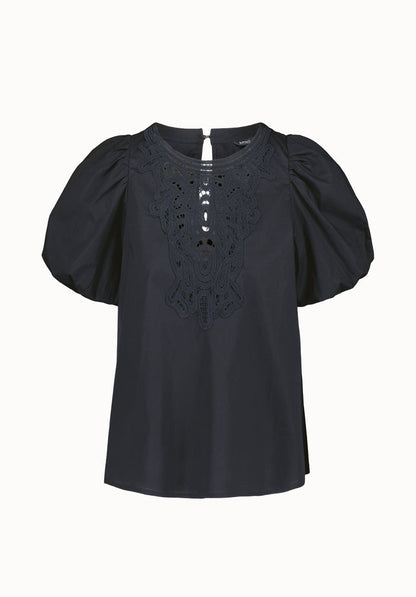 Buffalo Women Shirts Black Woven Woven Short Sleeve Round Neckline Puff Sleeve