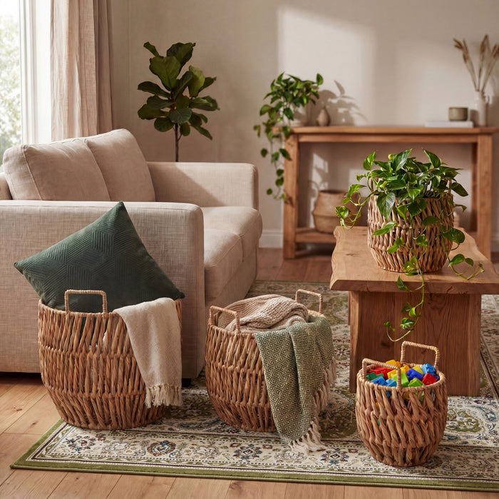 LILY Set of 4 Handwoven Water Hyacinth Storage Baskets