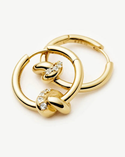 Lucy Williams Pavé Knot Small Hoop Earrings | 18k Gold Plated Earrings Missoma