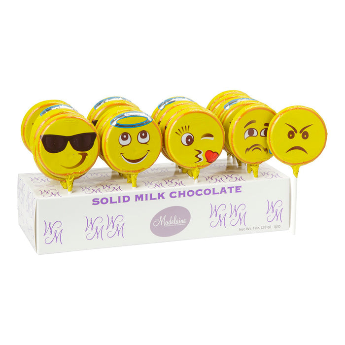 Madelaine Emoticon Milk Chocolate Lollipop - 24 Count