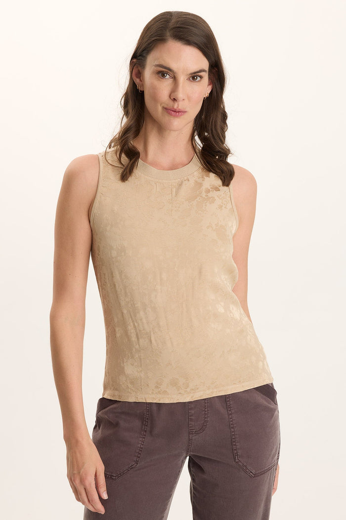 XCVI Mahala Textured Satin Embossed Crew Neck Tank