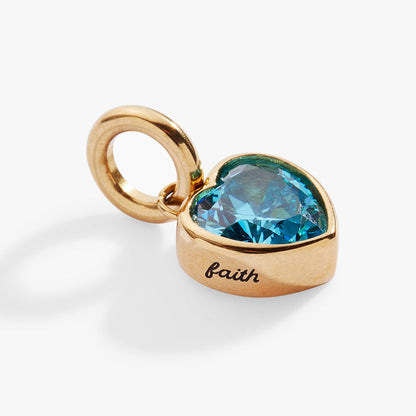 March 'Faith' Heart Birthstone Charm