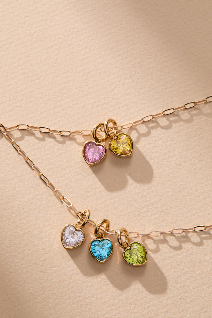 March 'Faith' Heart Birthstone Charm