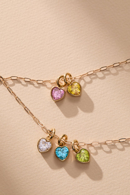 March 'Faith' Heart Birthstone Charm