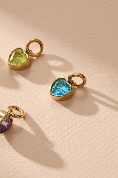 March 'Faith' Heart Birthstone Charm