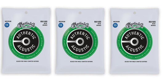 Martin MA150S Authentic Acoustic Marquis Silked Strings - 80/20 Bronze Medium (3 Pack)