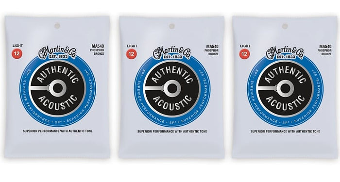 Martin MA540 Authentic Acoustic SP Strings - Phosphor Bronze Light (3-Pack)