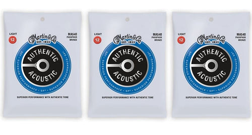 Martin MA540 Authentic Acoustic SP Strings - Phosphor Bronze Light (3-Pack)