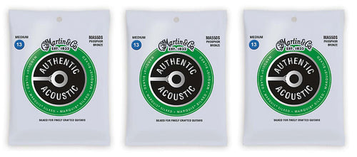 Martin MA550S Marquis Silked Acoustic Guitar Strings Phosphor Bronze Medium 13-56 (3-Pack)