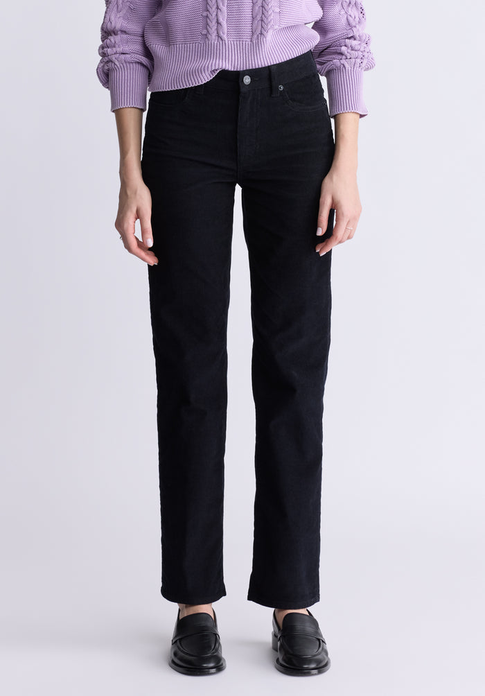 Buffalo Women Pants Black Woven Denim Pants Rinse Wash Finish Easy-Care Styling