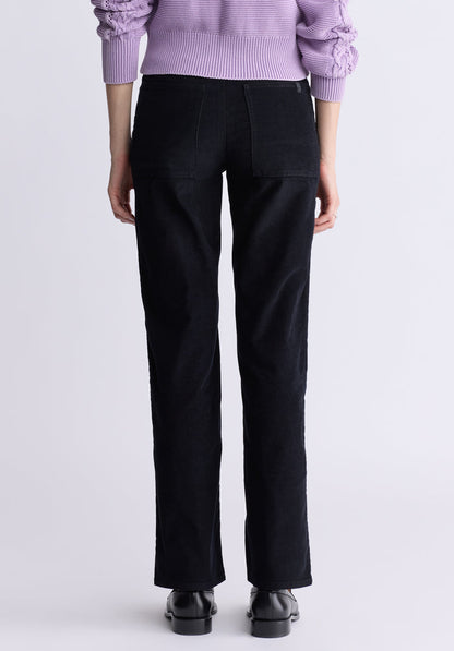 Buffalo Women Pants Black Woven Denim Pants Rinse Wash Finish Easy-Care Styling