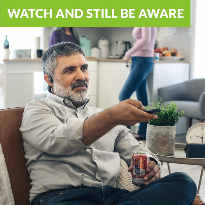 Medley Air Open-Ear Wireless Headphones for TV Watching, hear TV audio while staying aware of your surroundings.