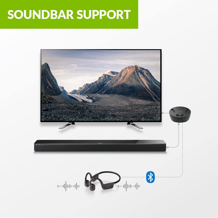 Medley Air Open-Ear Wireless Headphones for TV Watching, supports soundbar passthrough for simultaneous headphone and soundbar.