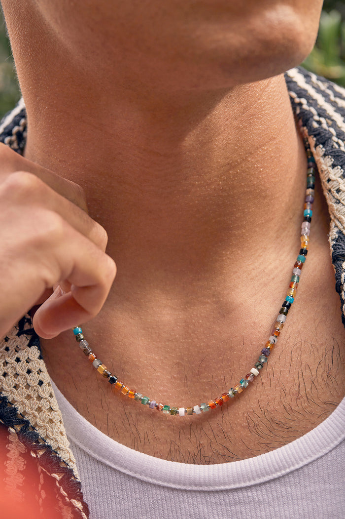 Men's Gemstone Rondelle Necklace