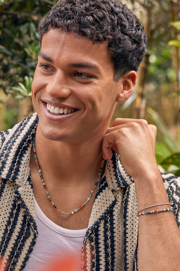Men's Gemstone Rondelle Necklace