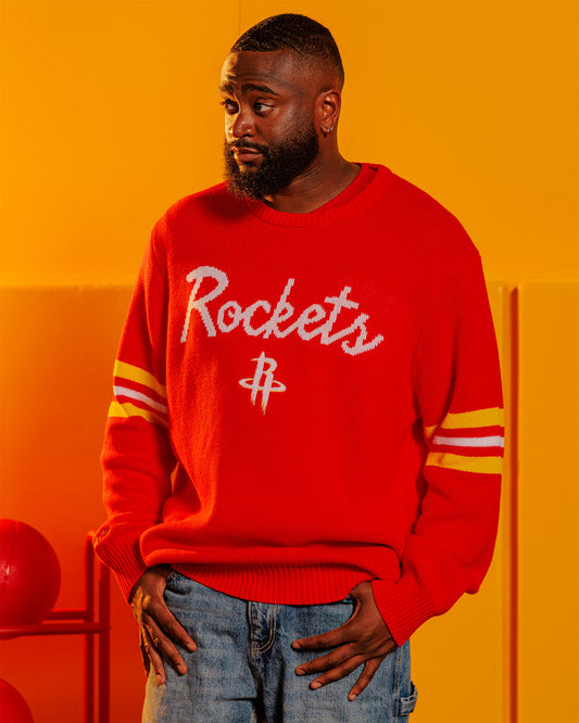 Men's Houston Rockets Mitchell & Ness Head Coach Sweatshirt (Red)