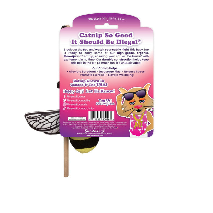 Meowijuana Get Buzzed Bee with Wand Cat Toy - Dog.Dog.Cat.